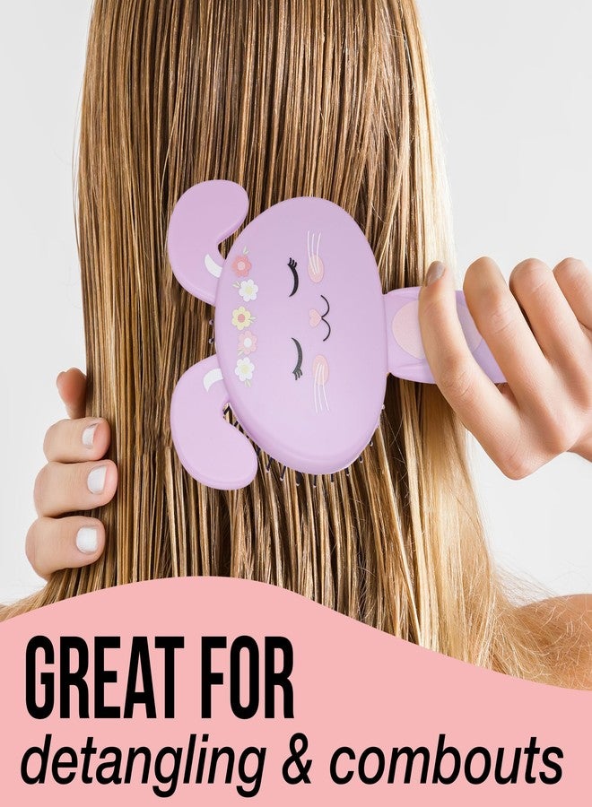 FOREVER 21 Hairbrush - 1pc Cute Animal Character Hairbrush, Comfort & Control Cushion Hair Brush w/Gentle Bristles, Cushion Base, and Animal Ears (BUNNY) - Image 4